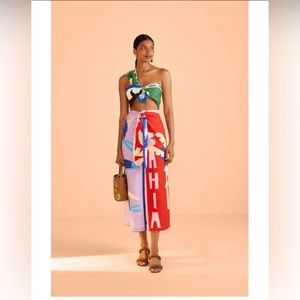 FARM Rio Brasil Bahia Scarves Midi Skirt